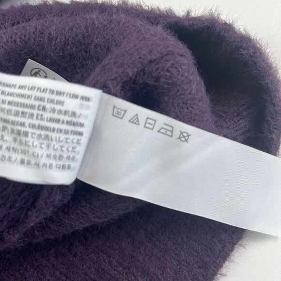 Abercrombie & Fitch Purple Fuzzy Knit Cardigan M Chunky Oversized Cabincore Cozy - Picture 10 of 10
